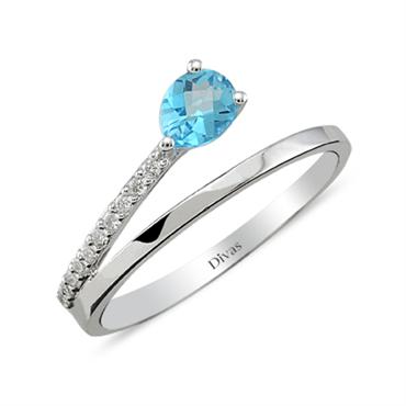 Pırlanta Blue Topaz Yüzük