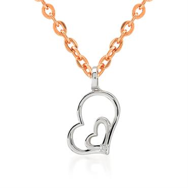 Çifte Kalp Pırlanta Kolye