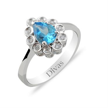 Pırlanta Blue Topaz Yüzük