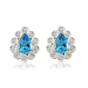 Pırlanta Blue Topaz Küpe 