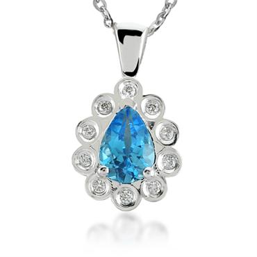 Pırlanta Blue Topaz Kolye