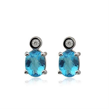 Pırlanta Blue Topaz Küpe 