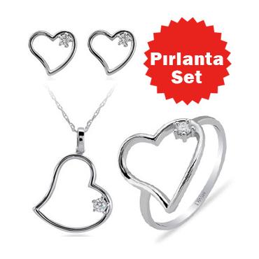 Pırlanta Kalp Set