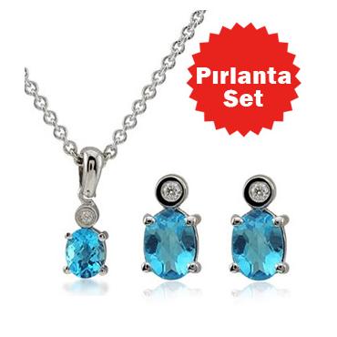 Pırlanta Blue Topaz Set